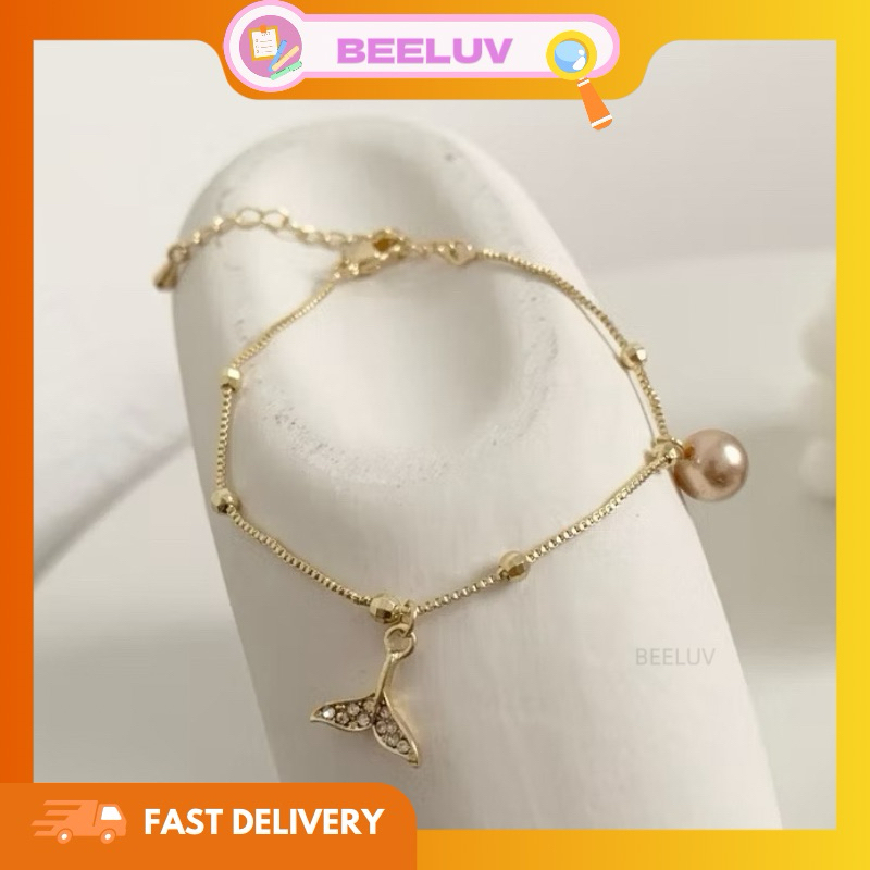 ✿ ✿ Fishtail Gem Pearl Bracelet European And American Elegant Sweet Ladies Hand Jewelry