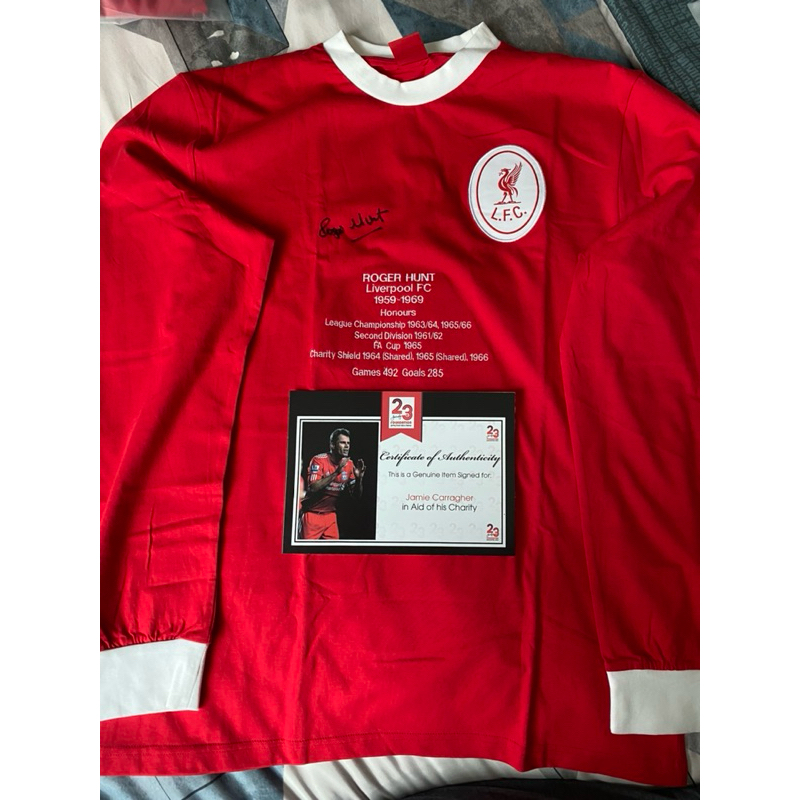 Liverpool Legend Roger Hunt Signed Jersey with Honors