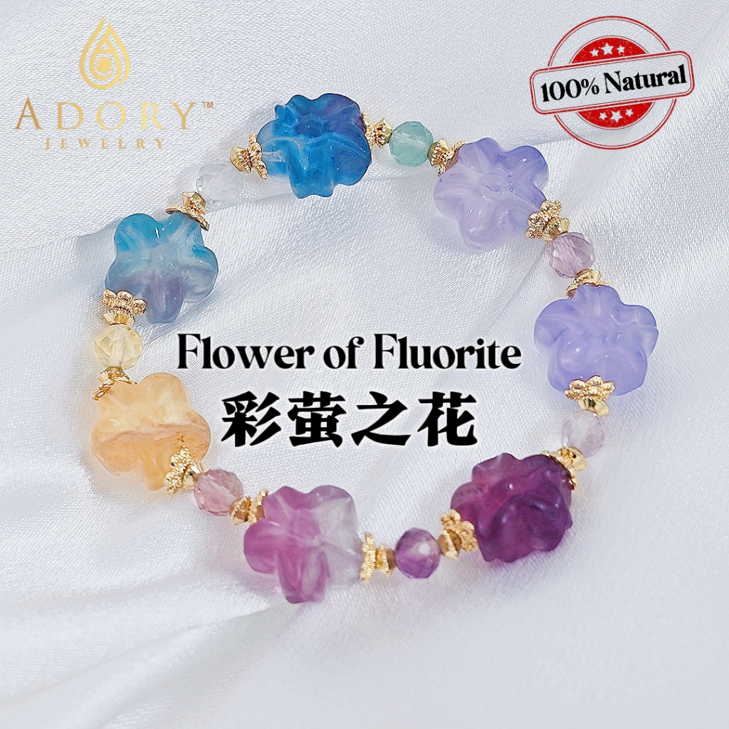 [ADORY] Natural Fluorite Gemstone Bracelet Handmade Energy Bracelet 天然萤石手链手工制作能量手链