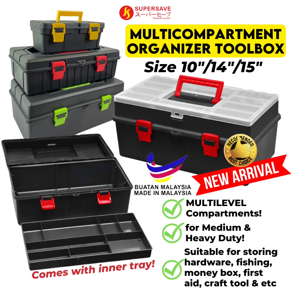 SUPERSAVE ToolBox Plastic Tool Box Set Spanar Box Plastic Storage Toll Box Fishing Box Bekas Tool Kotak Mancing Plastik