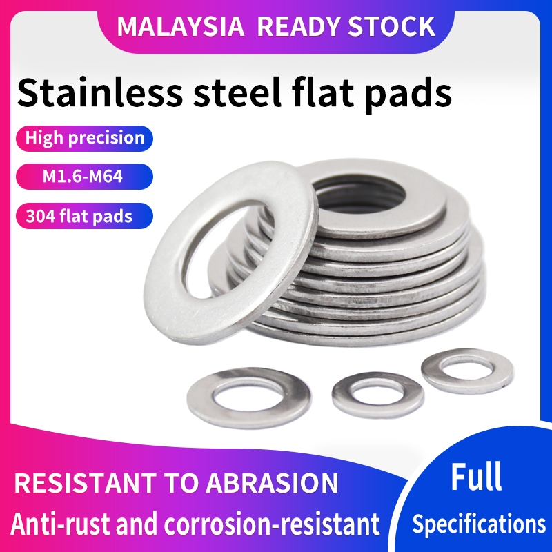 Flat Washer M2 M2.5 M3 M4 M5 M6 M8 M10 M12 M14 M16 M18 M20 304 Stainless Steel Washers Plain Washer Gaskets