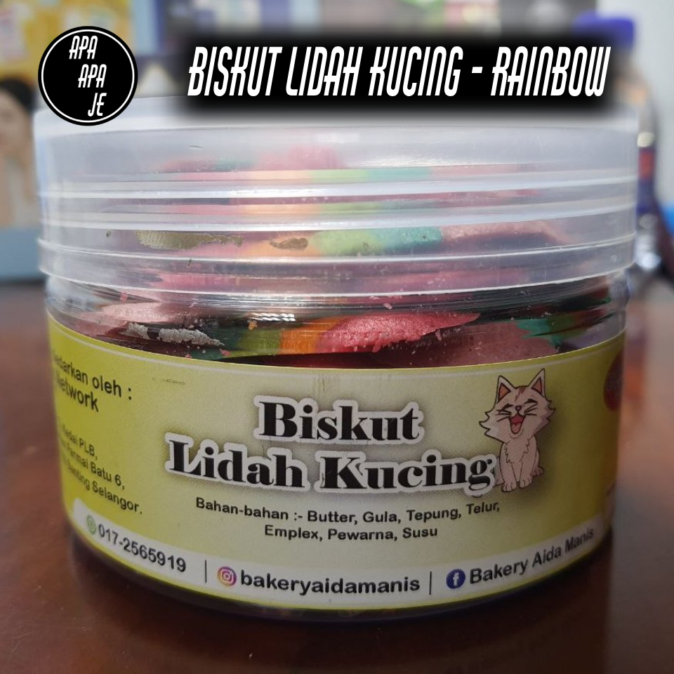 Homemade Biskut Lidah Kucing +-120g Biscuit Rainbow Cookies Kuih Raya kudapan snack crisp family made