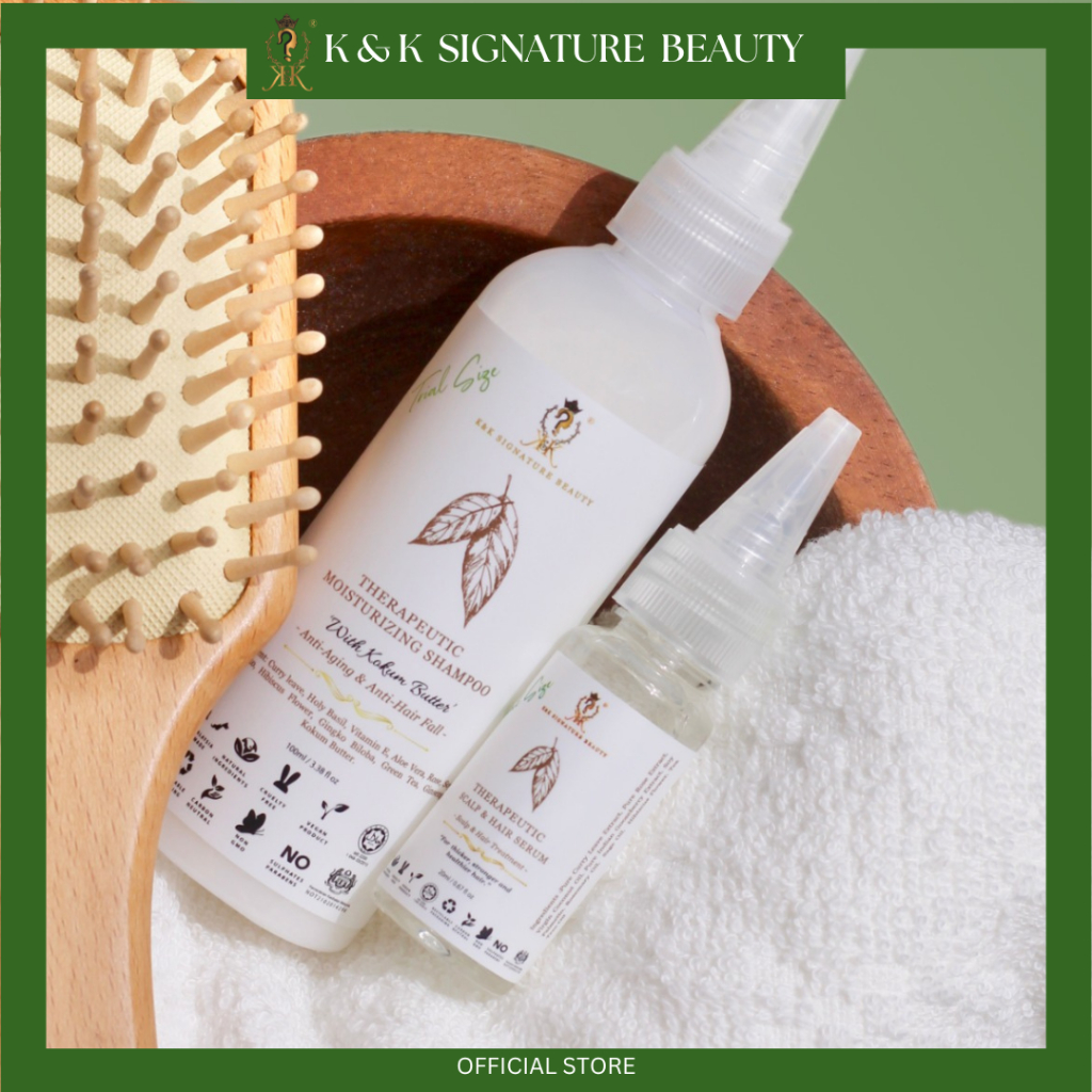 [HQ] K&K 100% HERBAL TRIAL THERAPEUTIC HAIRCARE SET - LEBATKAN RAMBUT - SERUM GUGUR RAMBUT - PEK HERBA AYURVEDA