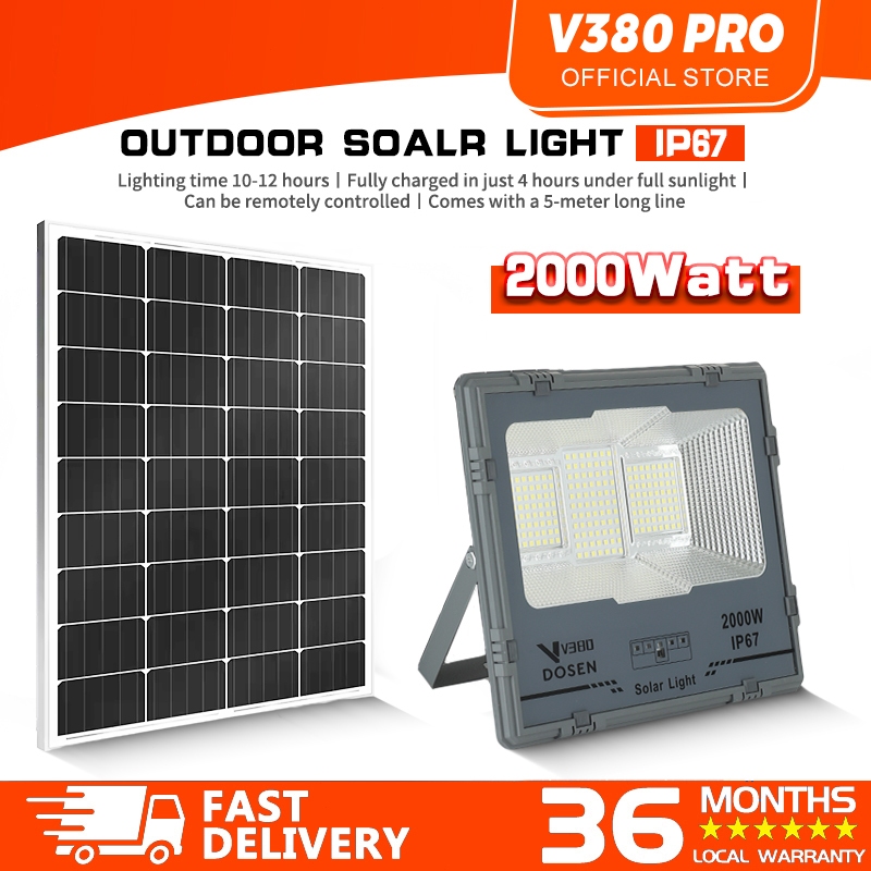 V380 PRO Lampu Solar Light Outdoor Lighting LED Solar Spotlight Waterproof IP67 Solar Street Light Sensor
