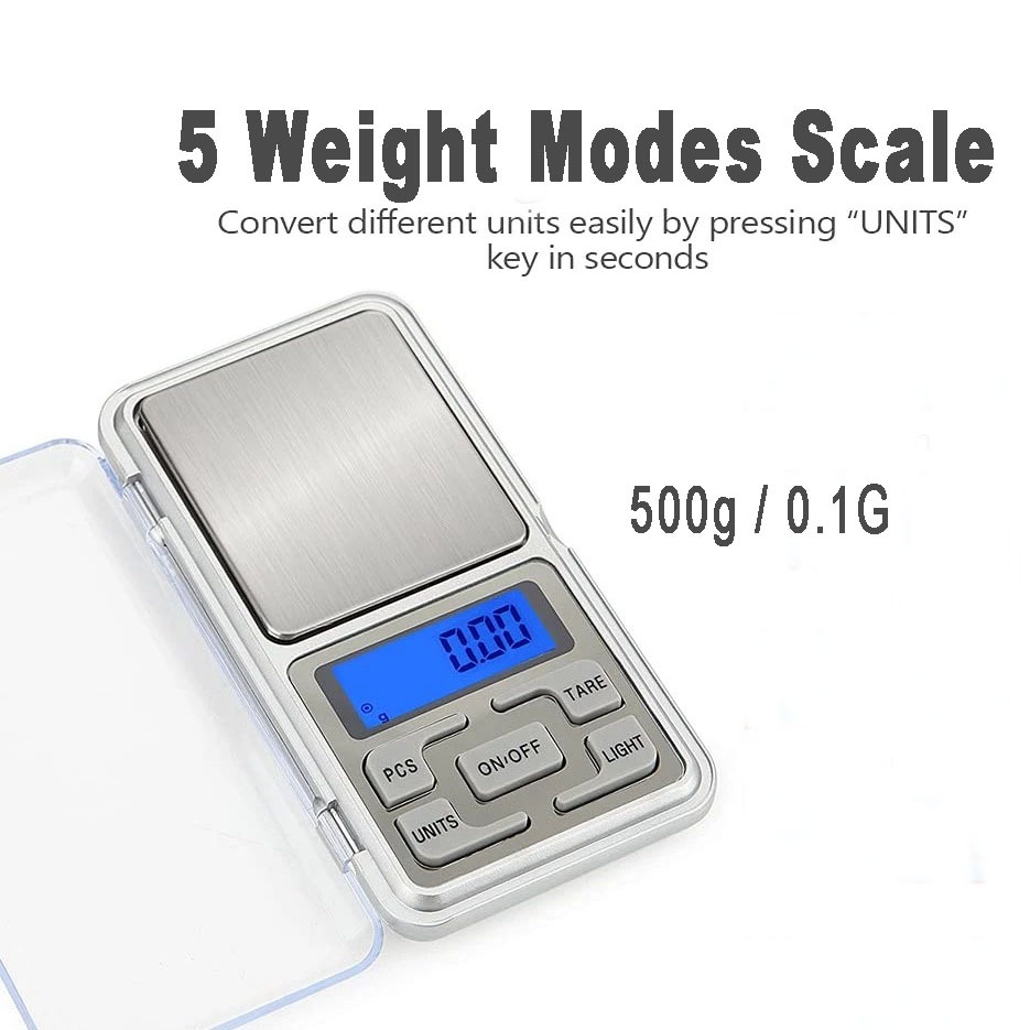 (500g/0.1g)Penimbang Emas Portable Pocket Mini Digital Electronic Scale Gold Sterling Jewelry Gram Kitchen Lcd Backlight