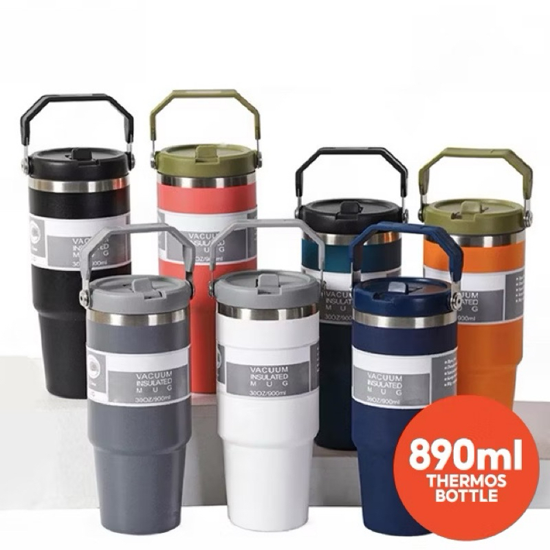 Stainless Steel Handheld Thermos Bottle Insulated Vacuum Tumbler Hot &Cold Thermos Cup