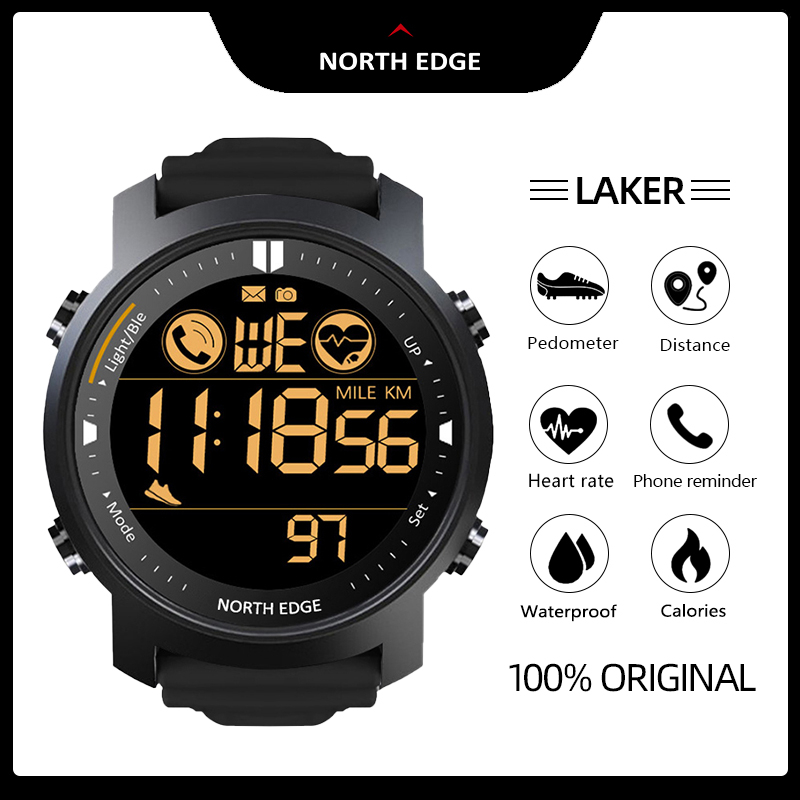 (READY STOCK) North Edge Laker Smart Watch Men Waterproof Fitness Watch Swimming Running Sports Pedometer Smart Watch