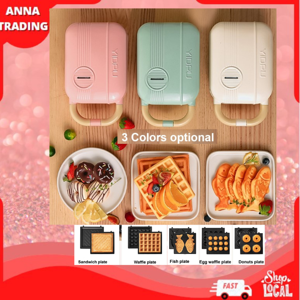 Multifunction Electric 5In1 Sandwich Waffle Taiyaki Takoyari Donut Detachable Non-stick Plates Baking Pan Maker Machine