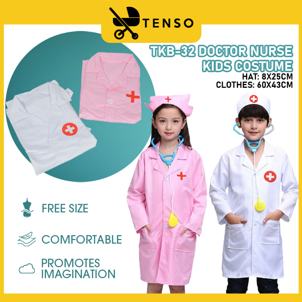 Tenso【READY STOCK!】Pakaian Doktor Baju Doktor Mainan Kanak-Kanak Doktor Cosplay Pakaian Seragam Doktor Hadiah Jururawat