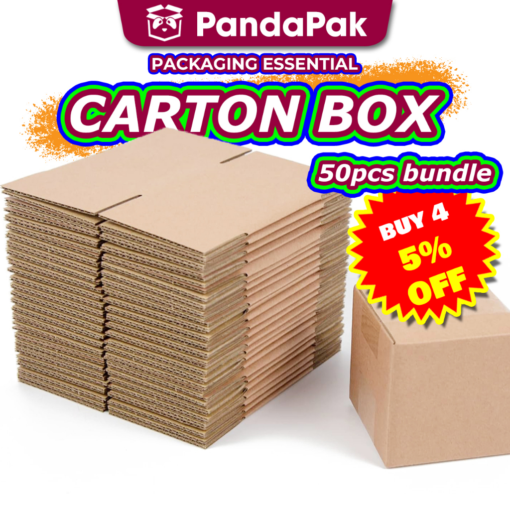 PANDAPAK 50PCS Packaging Box Carton Box Gift Box Kotak Hantaran 盒子 Packing Box Big Box Moving Box Parcel Box 纸箱