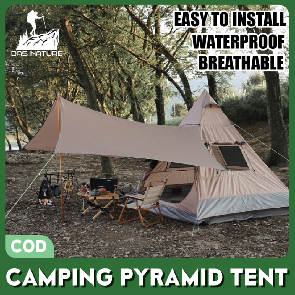 Das Nature™ Pyramid Khemah Tent Camping 3-4 Person MS Teepee MX Pro Waterproof Double Layer Camping Khemah Unta Kemah