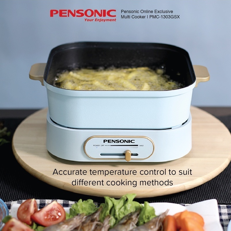 Pensonic Electric Cooker Multi Cooker with Non Stick Grill Pan Pot Steam Tray PMC-1303GSX Cook Stim Grill dapur elektrik