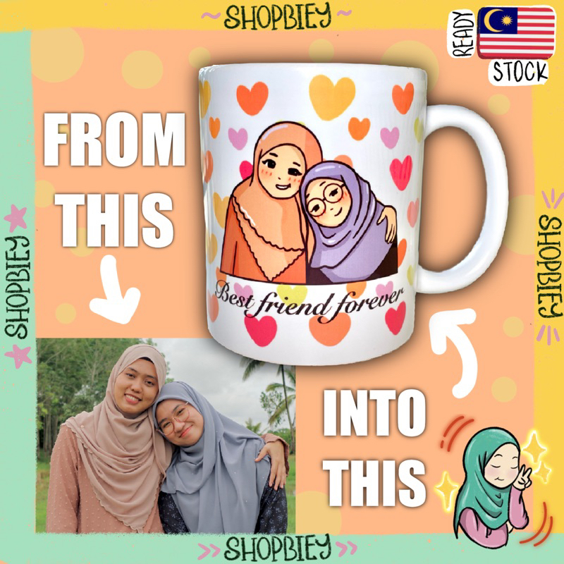 Mug personalized drawing mug for birthday gift hadiah cawan