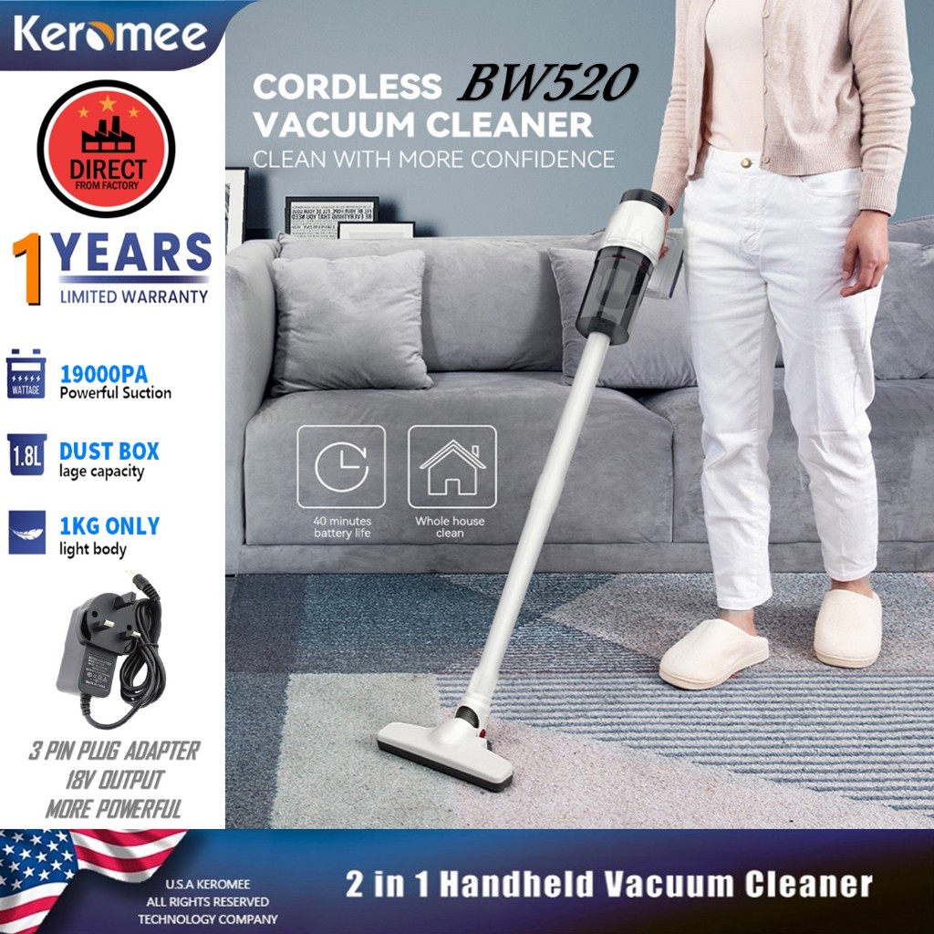 KEROMEE BW520 2 in 1 Handheld  Vacuum Cleaner +mite brush ready stock