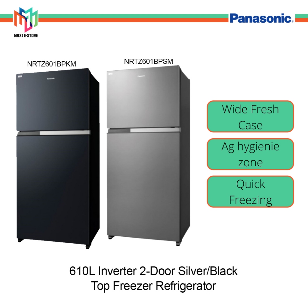 Panasonic Inverter 2-Door Top Freezer Refrigerator - Silver/Black (610L) NRTZ601BPSM/NRTZ601BPKM