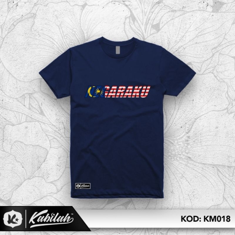 (KM018) NEGARAKU MALAYSIA FLAG FONT // T-shirt Cotton, Jersey, Short & Long Sleeve, Baju Patriotik, Merdeka | KABILAH™