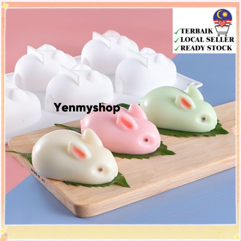 Acuan Silicone 6 Cavity Rabbit Bunny Mold Mould Mousse Cake Pudding Jelly Chocolate Mooncake兔子