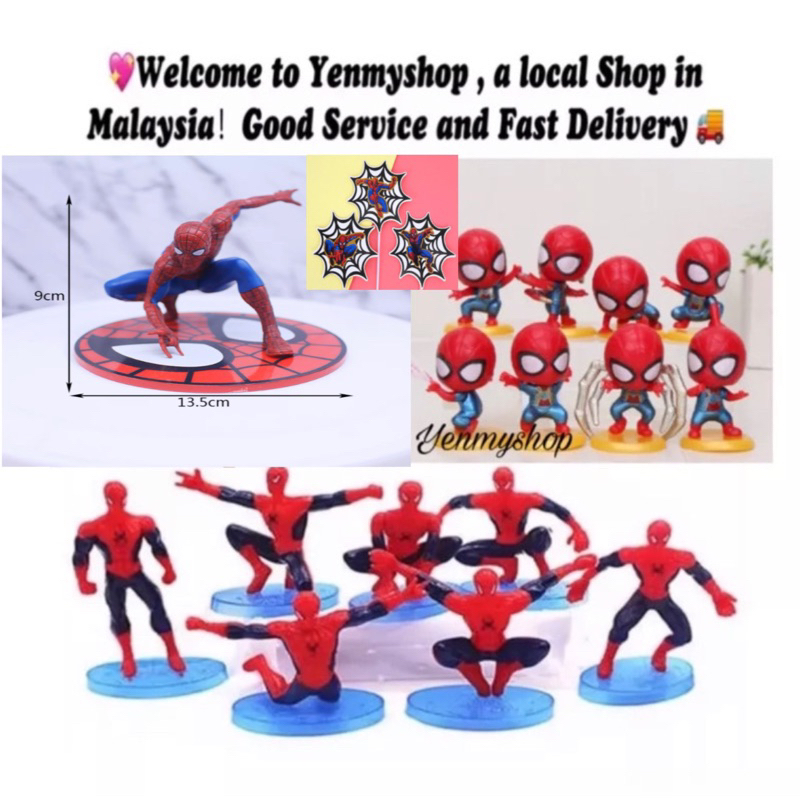 7pcs /SET Ready Stock Spiderman Theme Doll Birthday Cake Decoration Cake Topper decoration