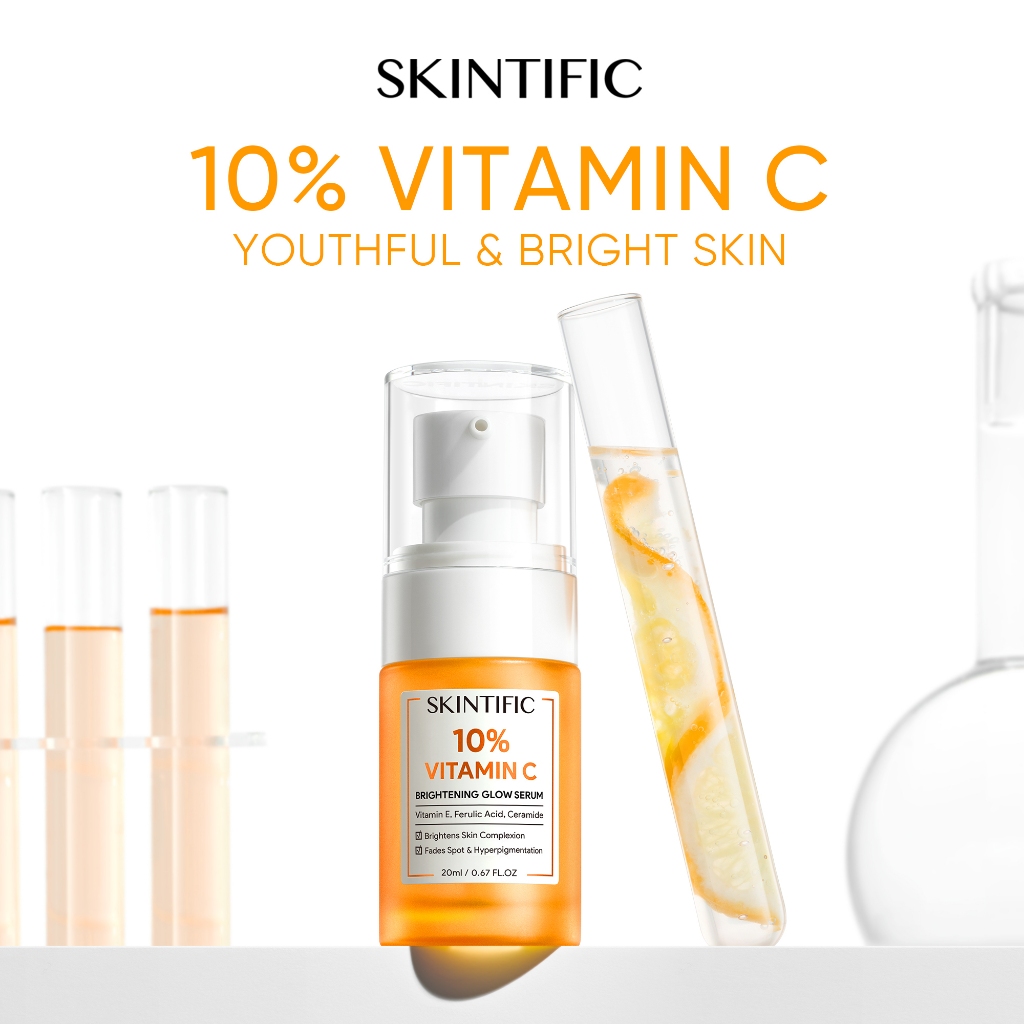 SKINTIFIC 10% Vitamin C Serum Brightening Glow Serum Muka Fade Dark Spot Serum (20ml)