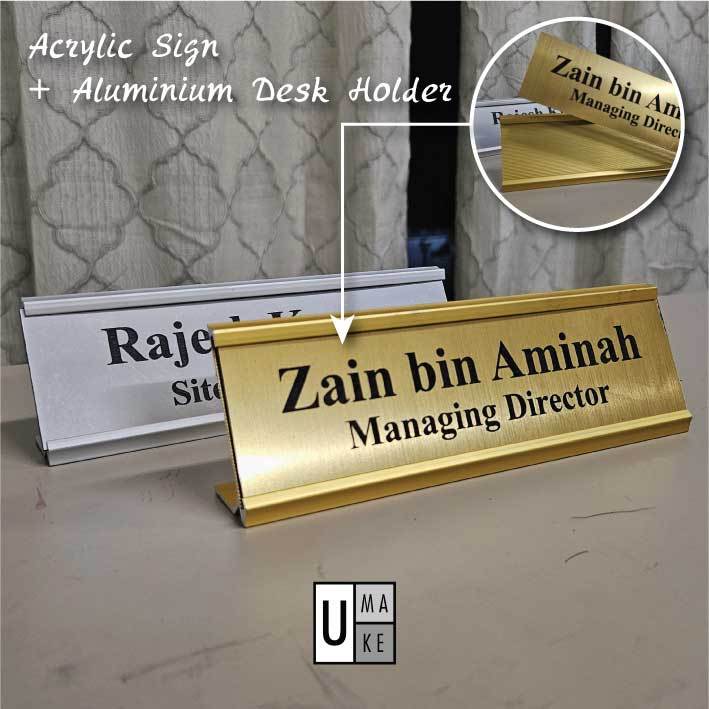 Desk Name Plate Slot Signage Silver Gold -Variety Color Plate - [CUSTOMIZED TEXT] [Office, Retail/Shop, Factory, Hotel]