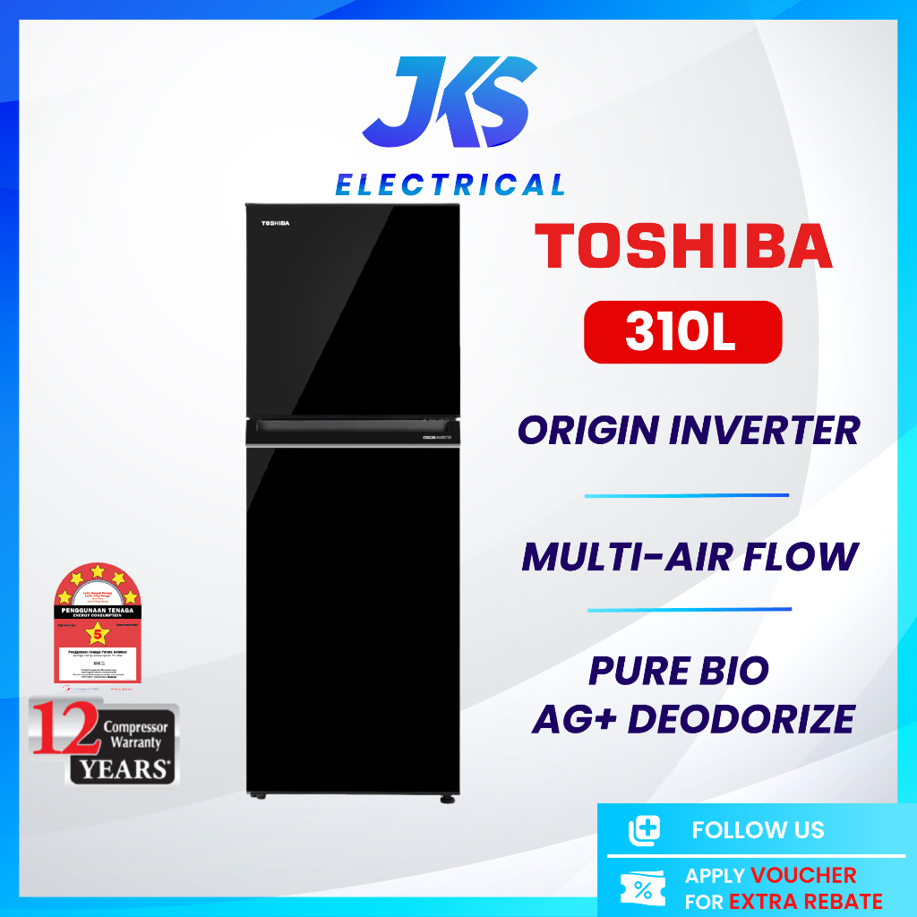 Toshiba 270L / 310L Inverter 2 Door Fridge | PureBio AG+ Deodorizer | Origin Inverter | 5 Star Energy Saving