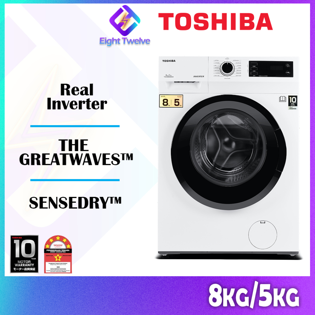 Toshiba Washer&Dryer 2-in-1 8KG Washer & 5KG Dryer TWD-BK90S2M