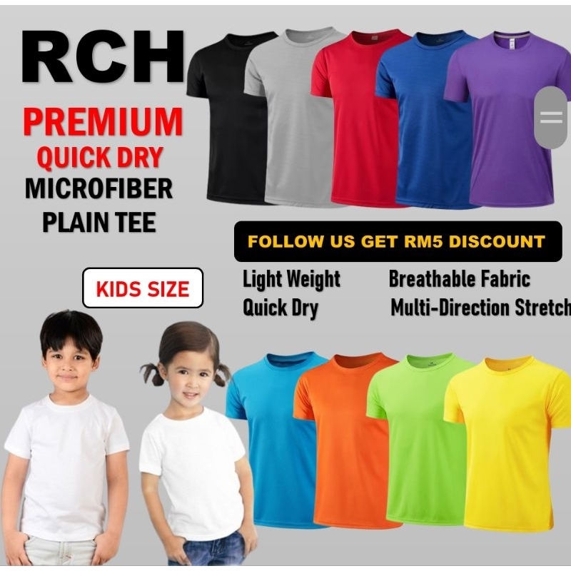 Kids Microfiber T-shirt Jersey Round Neck Baju Jersi Kids T shirt Kid Tshirt Children Quick Dry Baju Kanak Unisex
