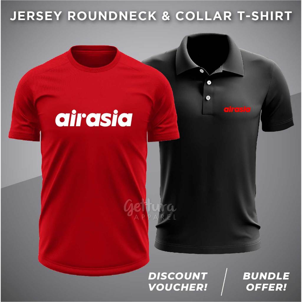 !!!BEST PRICE!!! Air Asia Jersey Collar & Roundneck Short Sleeve T-Shirt / S - 2XL