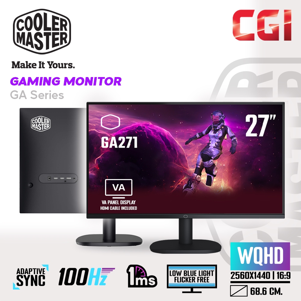 Cooler Master 27" GA271 VA WQHD HDR10 100Hz 1ms Adaptive Sync Gaming Monitor