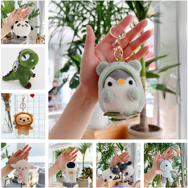 Cute Plush Bag Keychain Pendant Korean Trendy Pendant Monkey, Dinosaur, Panda Plush Keychain