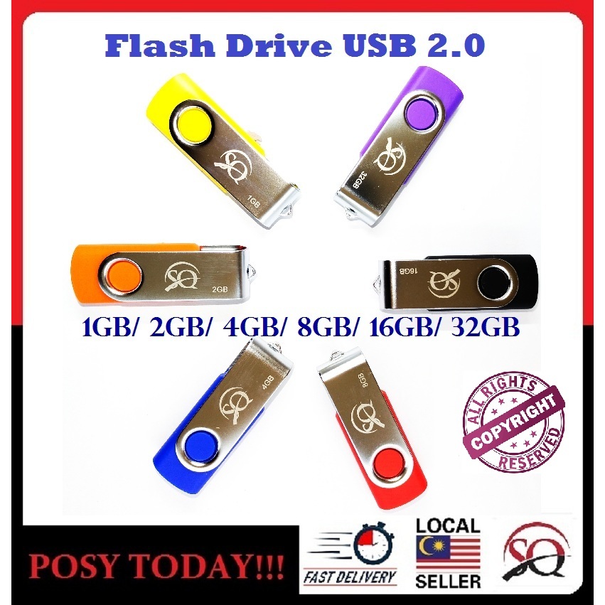 ♕LOCAL STOCK♕ SQ Flash Drive Memory Stick 1GB 2GB 4GB 8GB 16GB 32GB USB 2.0 Pen Drive Mini Tiny Storage