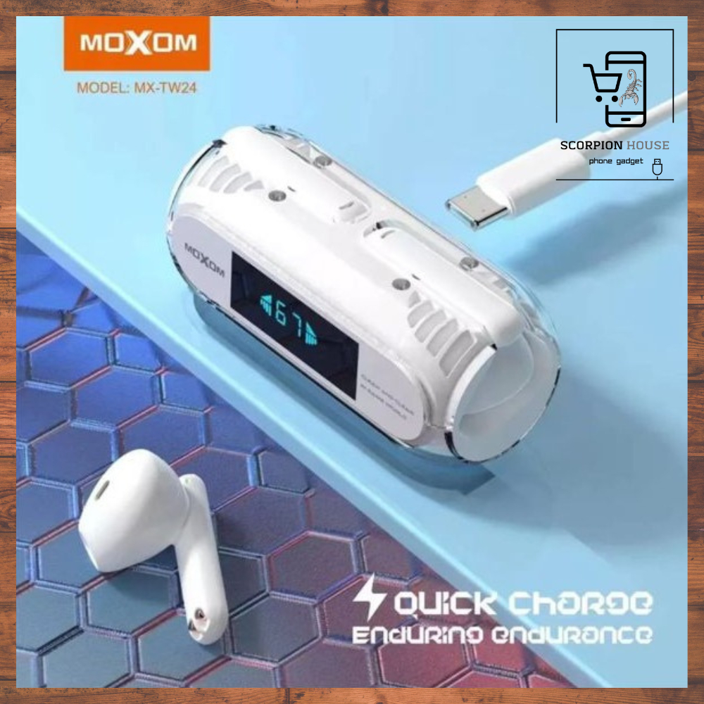 ☆ MOXOM MX-TW24 Explorer Space Capsule Cyberpunk Bass Sound TWS Wireless Bluetooth Earbuds Earphone Headset ☆