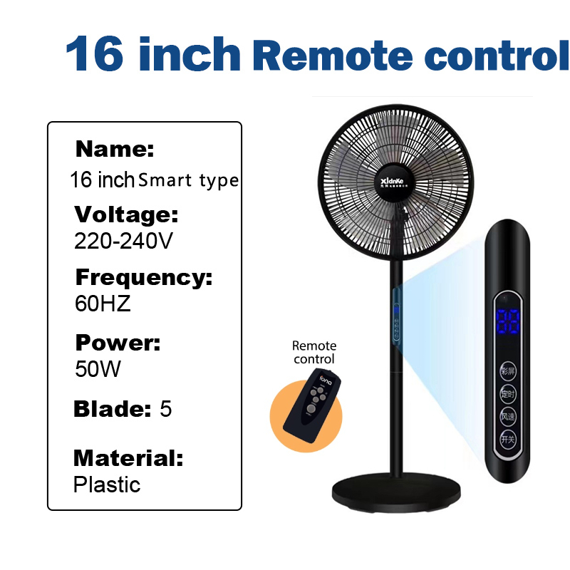 Stand Fan 5 Blades (16") With Remote Control Home Office Stand Fan Kipas Kilang Dinding