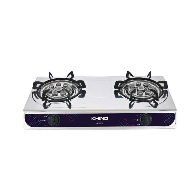 KHIND Stainless Steel Double Gas Cooker GC8008