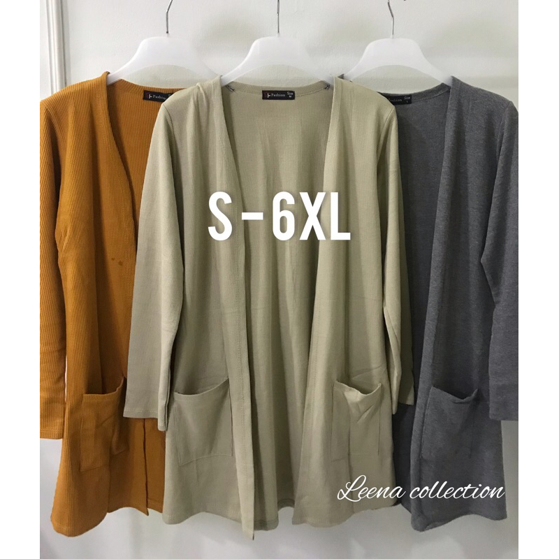 CARDIGAN LABUH POKET KIRI KANAN?MATERIAL COTTON KNITTED?PLUS SIZE M TO 4XL