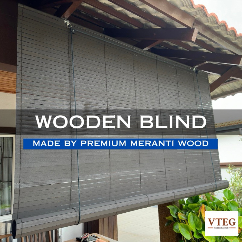 (7 feet width) Bidai Kayu Outdoor Blind Wooden Blinds Woodblind Meranti Wood