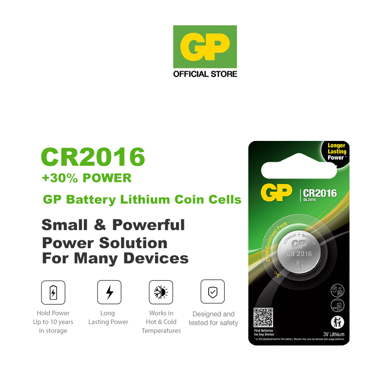 GP Lithium Coin Cells Battery CR2016 [ Card of 1s ] (DL2016 BR2016 280-208 ECR2016 SBT11 2016)