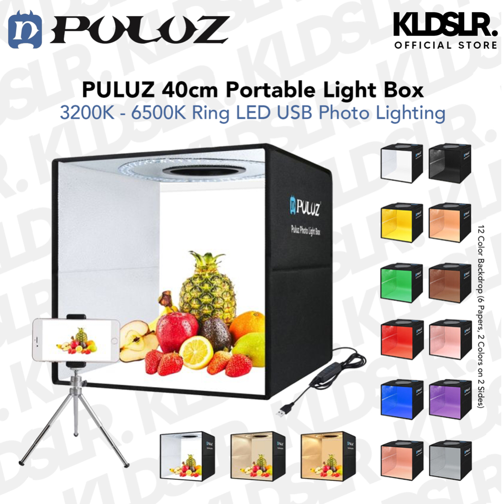 Puluz 25cm / 30cm / 40cm LED Product Case Lightbox Folding Mini Photo Studio Light Box Photography Lighting Shooting Box