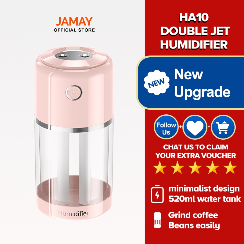 JAMAY HA10 Humidifier 520ml Large Capacity Water Tank Double Nozzle Nano Spray Humidifier USB Home with Night Light