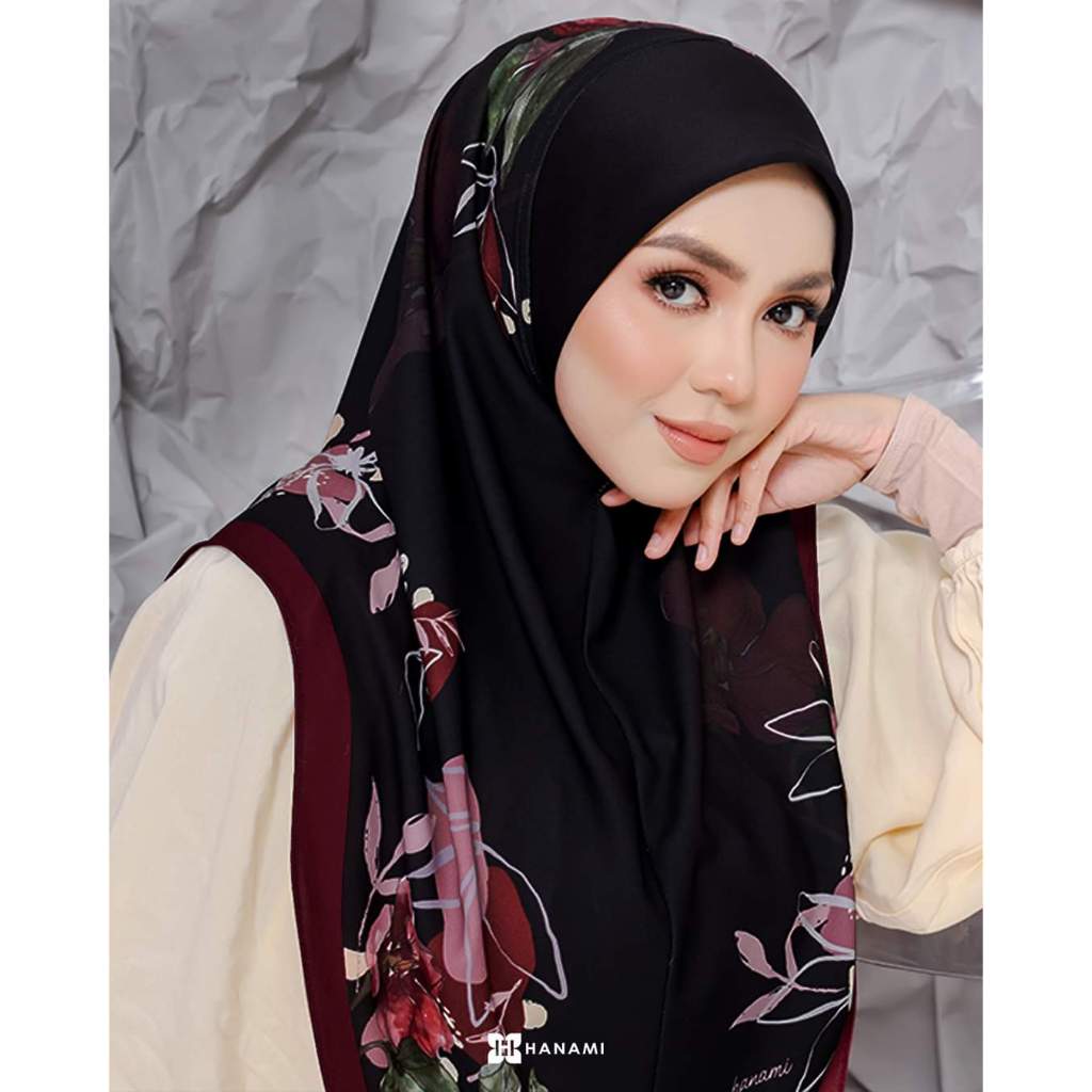 TUDUNG SARUNG SWEET EMA CHIFFON CUSTOM PRINTED [Free size~cutting L sahaja] By Hanami