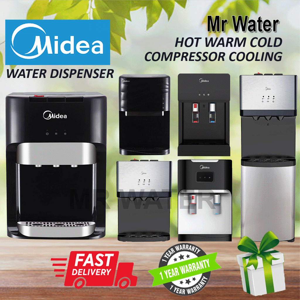 MIDEA Hot Warm Cold Water Dispenser with 4 Korea Halal Filter Set - Compressor Cooling