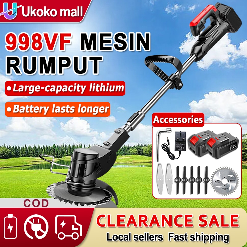 998VF Mesin Rumput Bateri Rechargeable Battery Cordless Grass Cutter Machine Grass Trimmer Mesin Potong Rumput 割草机