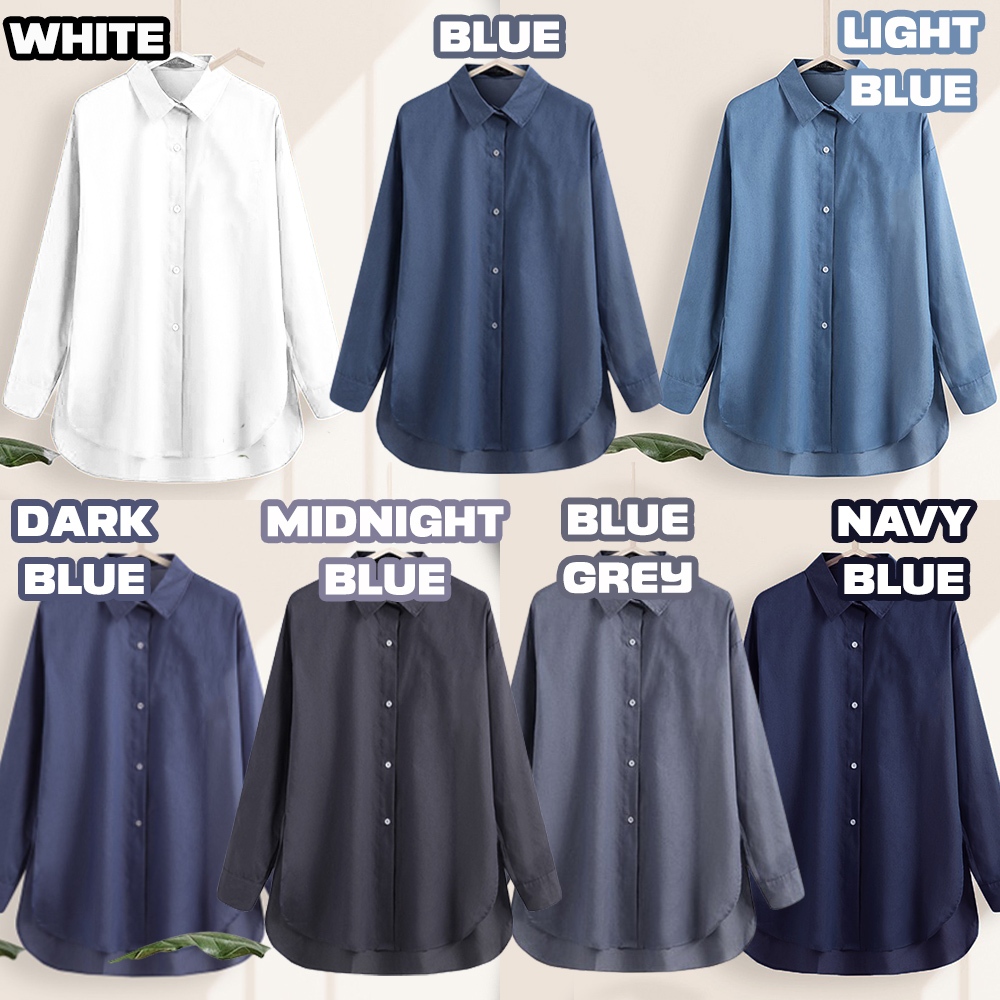 McJoden - INTHIRA Women Long Sleeve Casual Blouse Loose Split Hem Plus Size