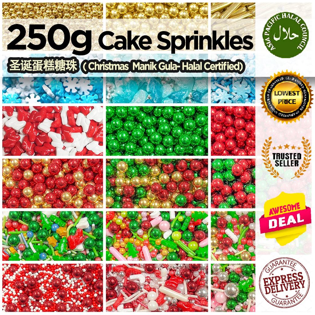 Wholesales Price Christmas Sprinkles Cake Sprinkle Decoration Gula Manik Borong Manik Deco Kek 圣诞糖珠