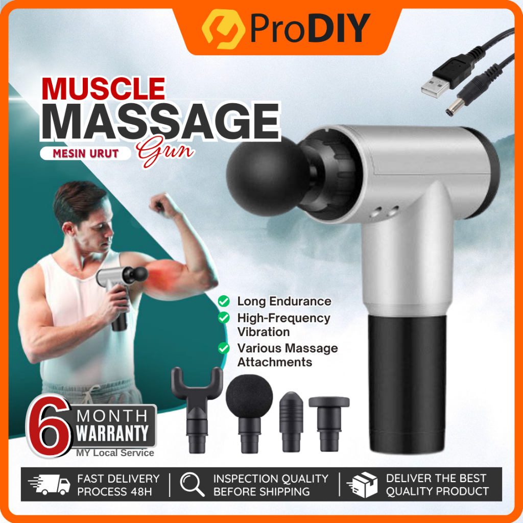 PRODIY 5 / 6 Speeds Muscle Massage Gun Machine Roller Fascial Gun Neck Massager Mesin Urut Badan HF-280 MGE-006 SH-7017