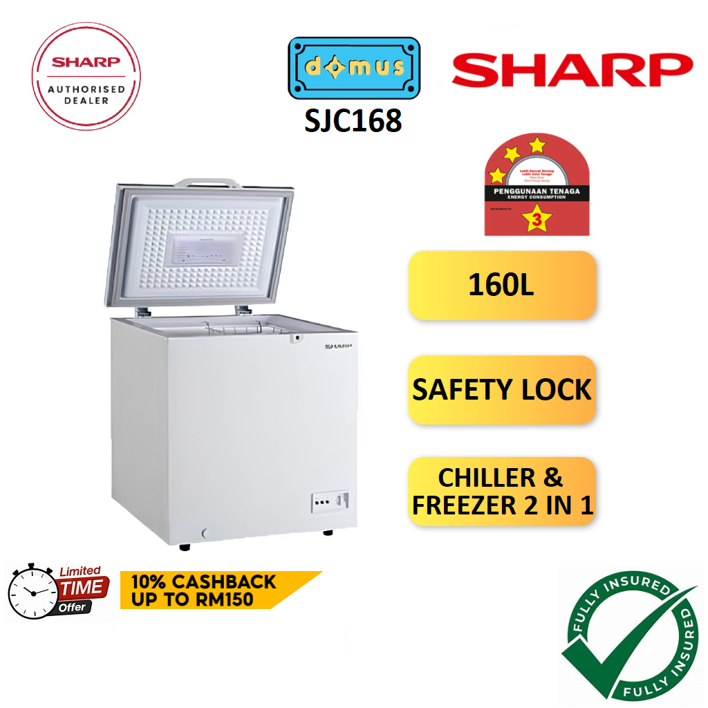 3 STAR Sharp Chest Freezer 160L Peti Freezer Murah Deep Freezer Mini Peti Sejuk Beku Frezer Storage 冷藏箱 SJC168