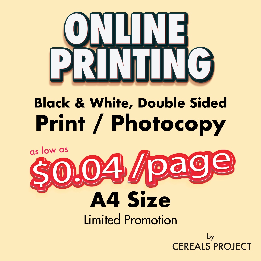 RM0.04 A4 Online Printing Service | A4 Size Black & White Double Sided | Print | Photocopy | Fotostat | Book Printing