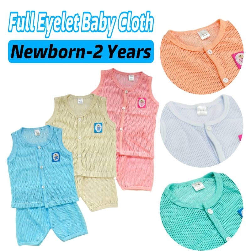 NCH Newborn Eyelet Baby Cloth Baju Lubang Lubang Baby Girl Boy Eyelet Clothing Pakaian Harian Bayi Baju Berlubang