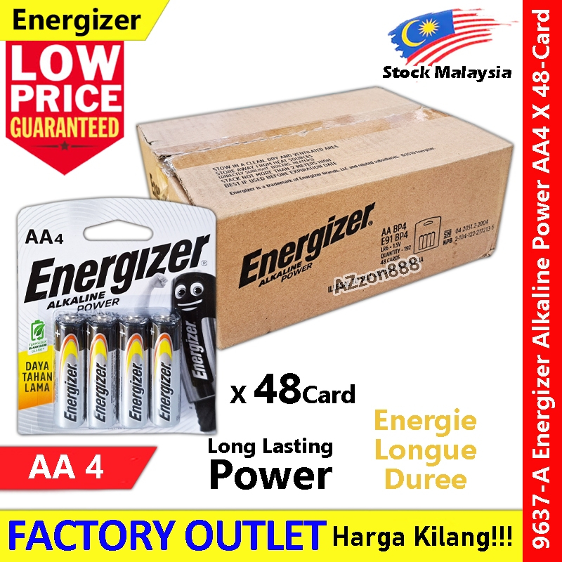 Energizer Alkaline Power AA BP4 X 48-Card #E91 #Energizer #EnergieLongueDuree #AlkalinePower #9637-A