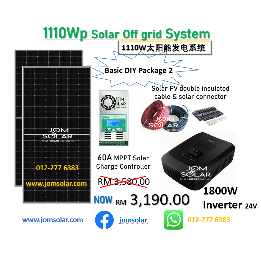 Basic DIY Package - 1110W Solar Panel Off Grid Power Generator System - Ready stock - Jomsolar